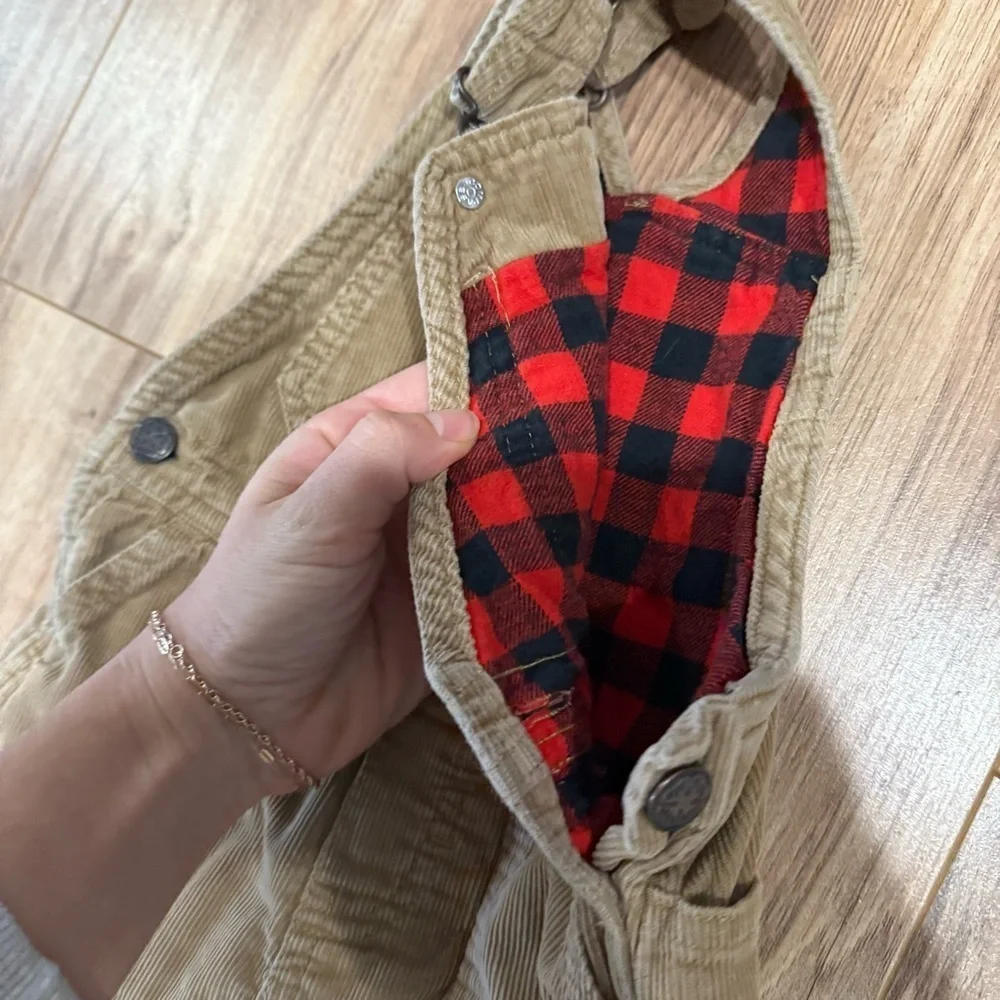 OshKosh Infant Toddler Plaid Lined Corduroy Overalls
